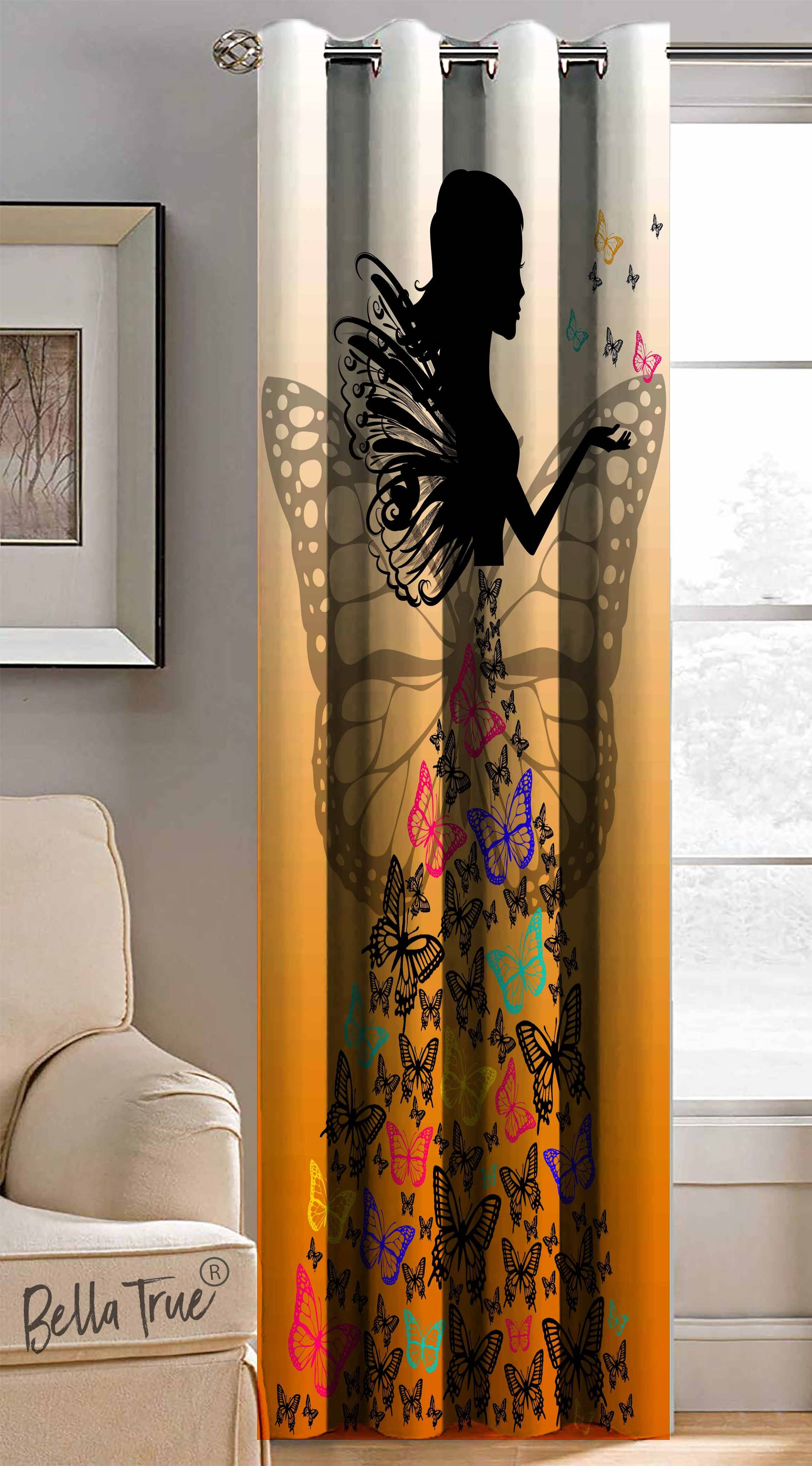 BELLA TRUE Abstract Printed Semi-Transparent Eyelet Curtain 5 ft ( Pack of 1 ) - Multicolor BELLA TRUE Abstract Printed Semi-Transparent Eyelet Curtain 5 ft ( Pack of 1 ) - Multicolor