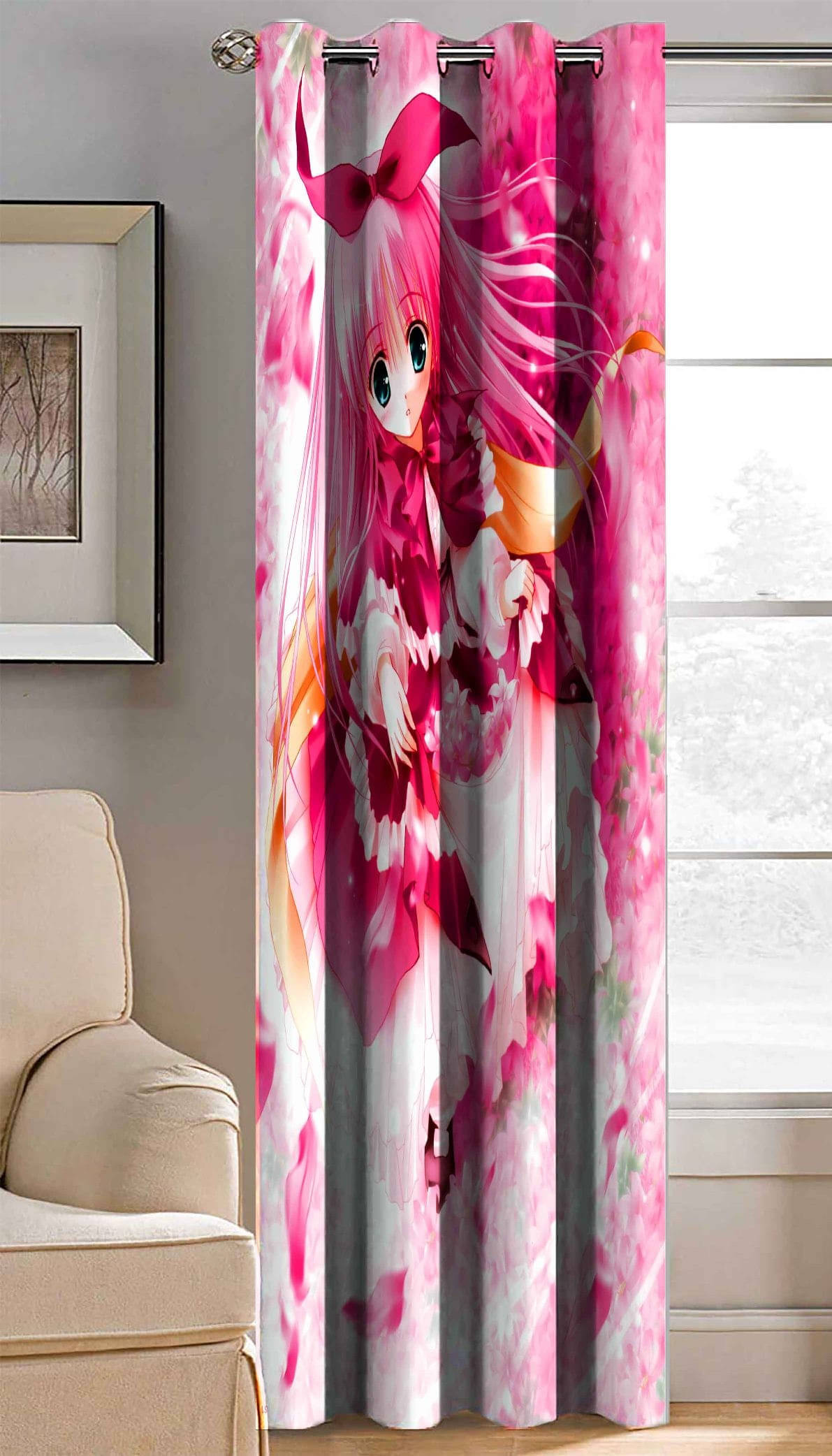     			BELLA TRUE Abstract Printed Semi-Transparent Eyelet Curtain 5 ft ( Pack of 1 ) - Multicolor