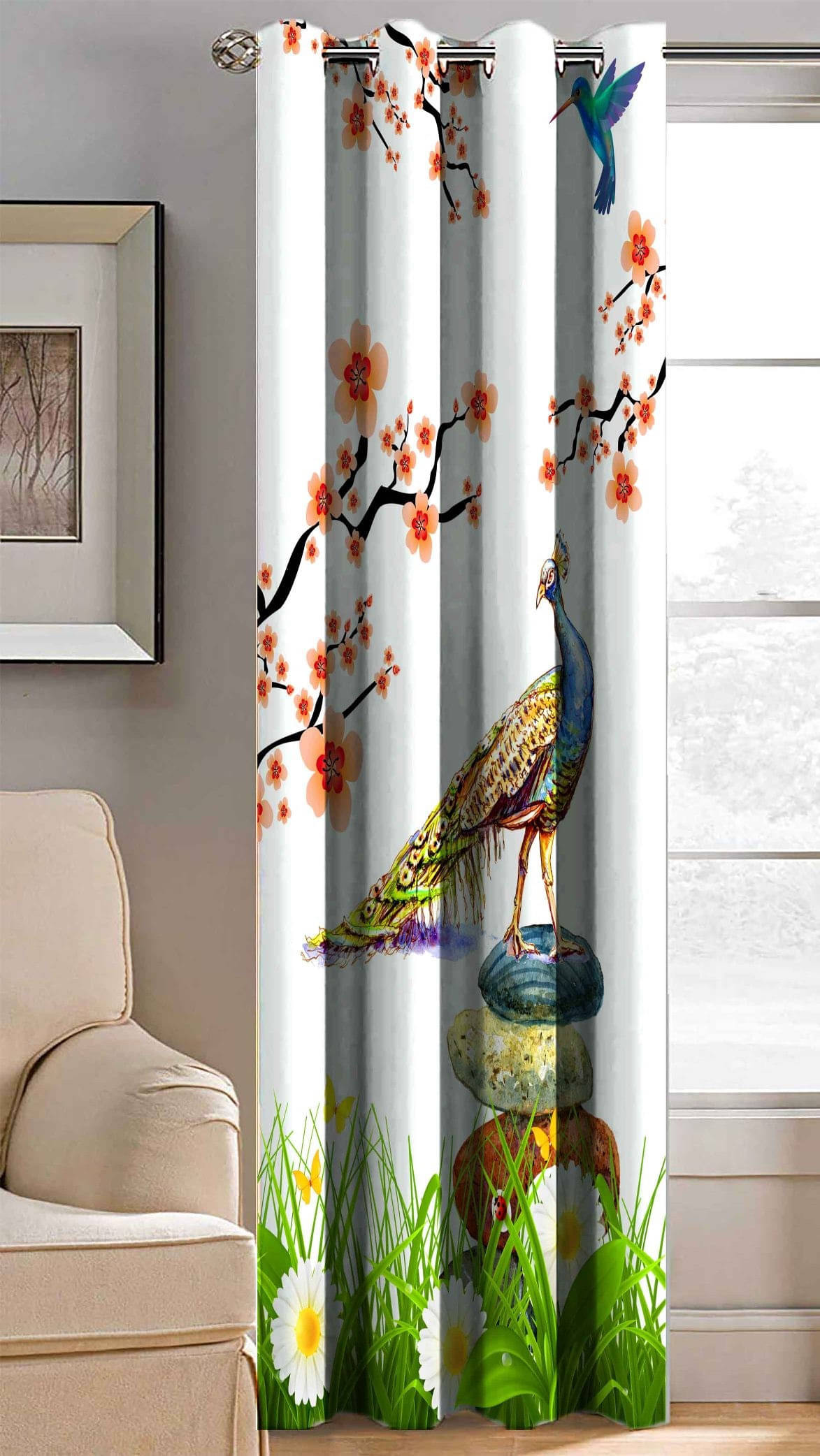     			BELLA TRUE Abstract Printed Semi-Transparent Eyelet Curtain 5 ft ( Pack of 1 ) - Multicolor