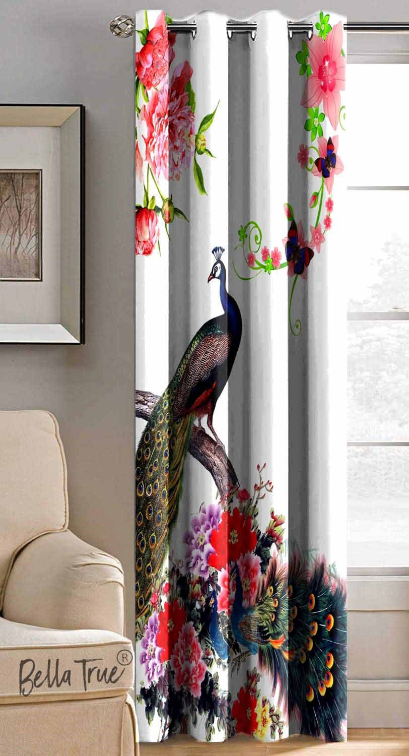     			BELLA TRUE Abstract Printed Semi-Transparent Eyelet Curtain 5 ft ( Pack of 1 ) - Multicolor