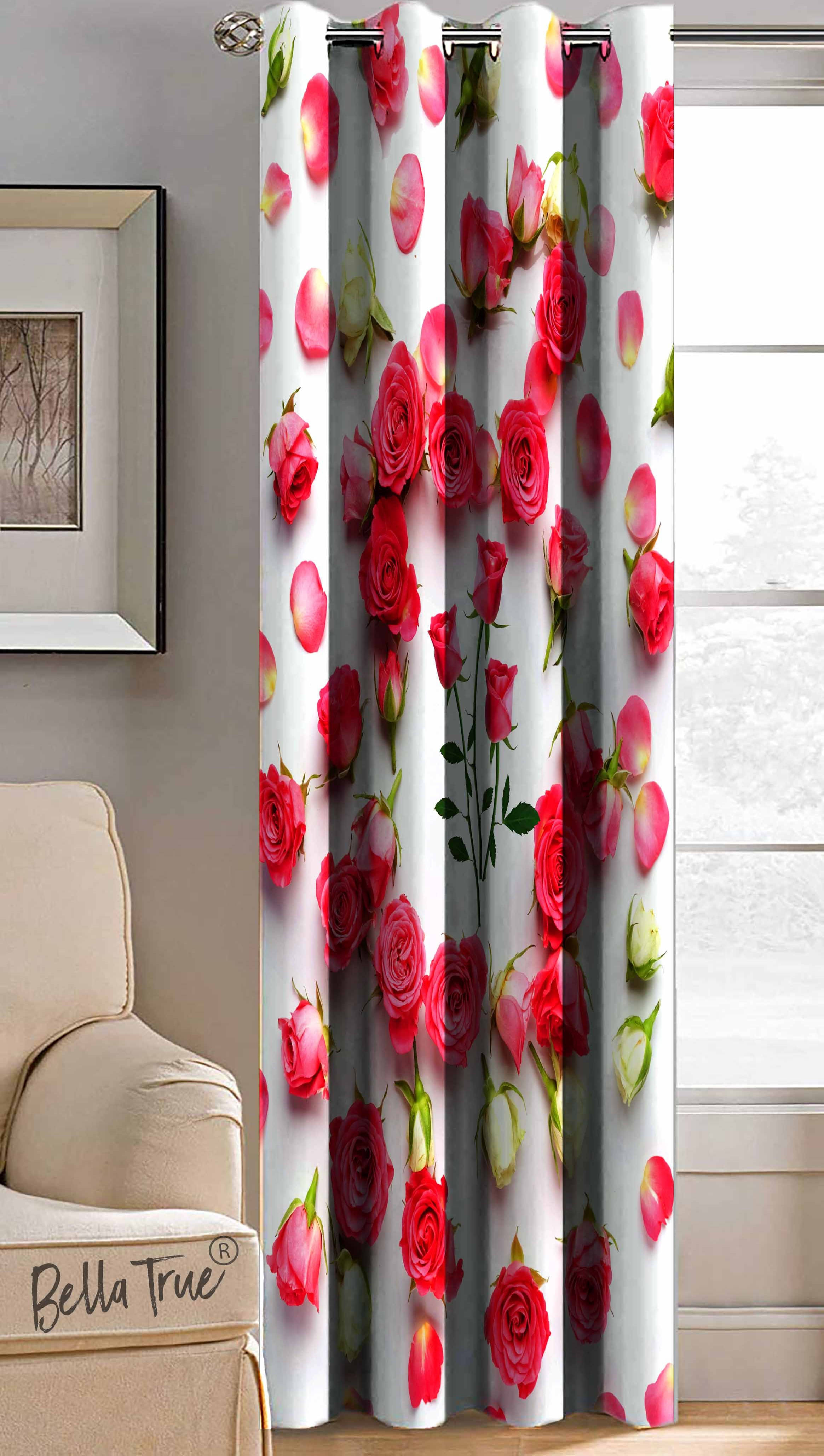 BELLA TRUE Abstract Printed Semi-Transparent Eyelet Curtain 5 ft ( Pack of 1 ) - Multicolor BELLA TRUE Abstract Printed Semi-Transparent Eyelet Curtain 5 ft ( Pack of 1 ) - Multicolor