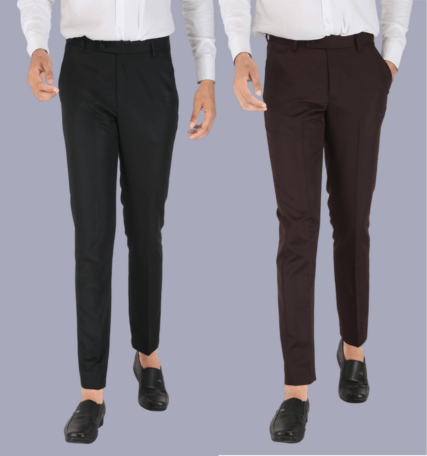     			CLARE&CLARA Multicolor Slim Formal Trouser ( Pack of 2 )