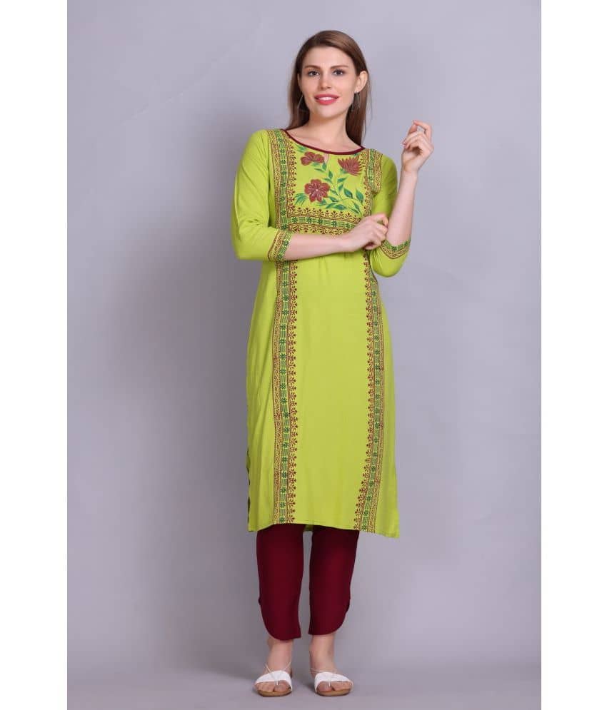 ELTHIA - Green Cotton Women's Straight Kurti ( Pack of 1 ) - Kurtis, Tunics | Buy online on ZillyBuy