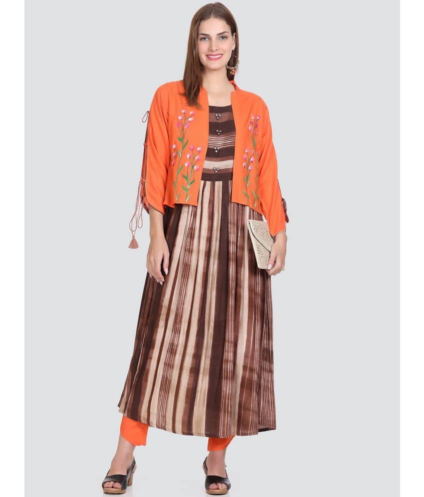 ELTHIA - Navy Rayon Women's Jacket Style Kurti ( Pack of 1 ) - Kurtis, Tunics | Buy online on ZillyBuy