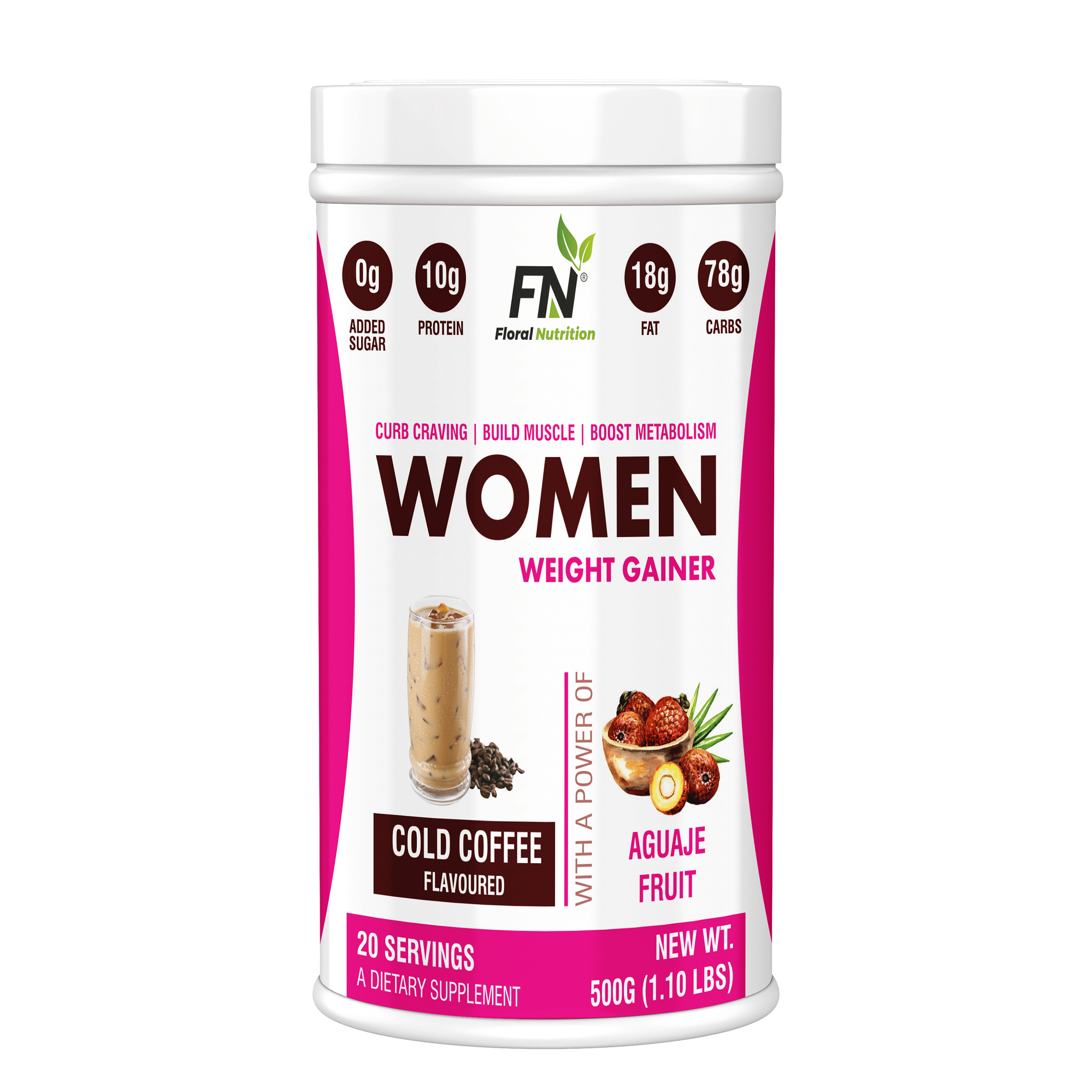 Floral Nutrition Women Super Weight Gainer with Vitamins & Minerals Protein Shake 500 gm Cold Coffee