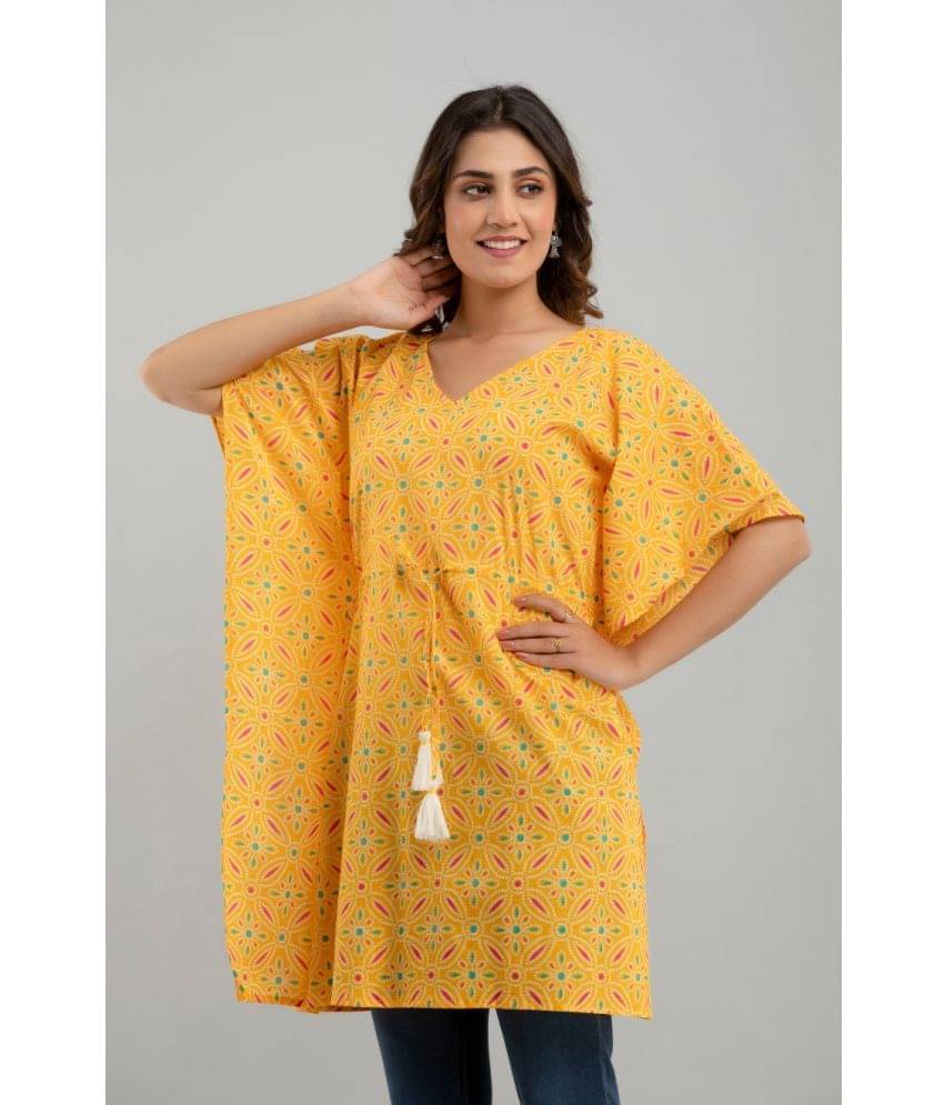     			Frionkandy - Yellow Cotton Women's Kaftan ( Pack of 1 )