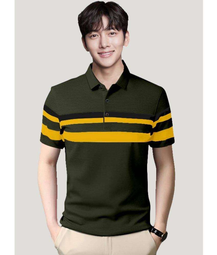     			GESPO Pack of 1 Cotton Blend Regular Fit Colorblock Half Sleeves Men's Polo T Shirt ( Olive )