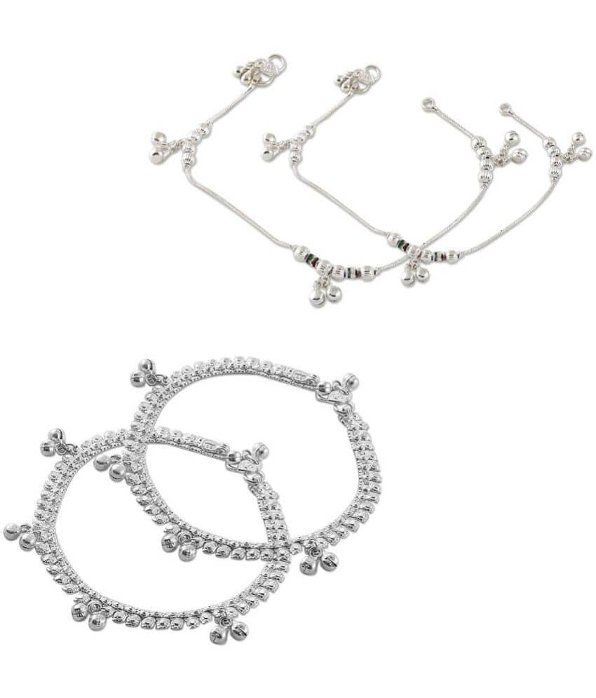 HEER COLLECTION - Silver Anklets ( Pack of 2 ) - Anklets | Buy online on ZillyBuy
