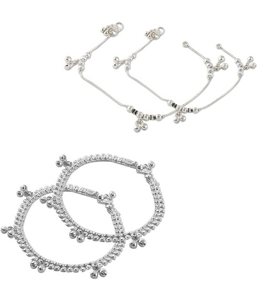 HEER COLLECTION - Silver Anklets ( Pack of 2 ) - Anklets | Buy online on ZillyBuy