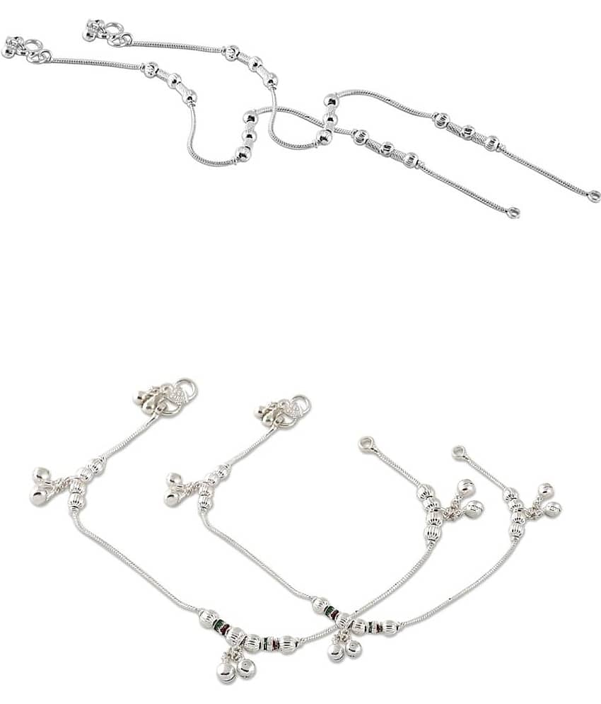 HEER COLLECTION - Silver Anklets ( Pack of 2 ) - Anklets | Buy online on ZillyBuy