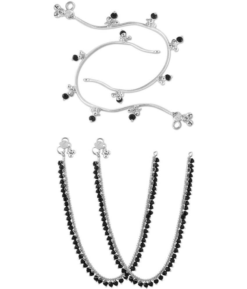     			HEER COLLECTION - Silver Anklets ( Pack of 2 )
