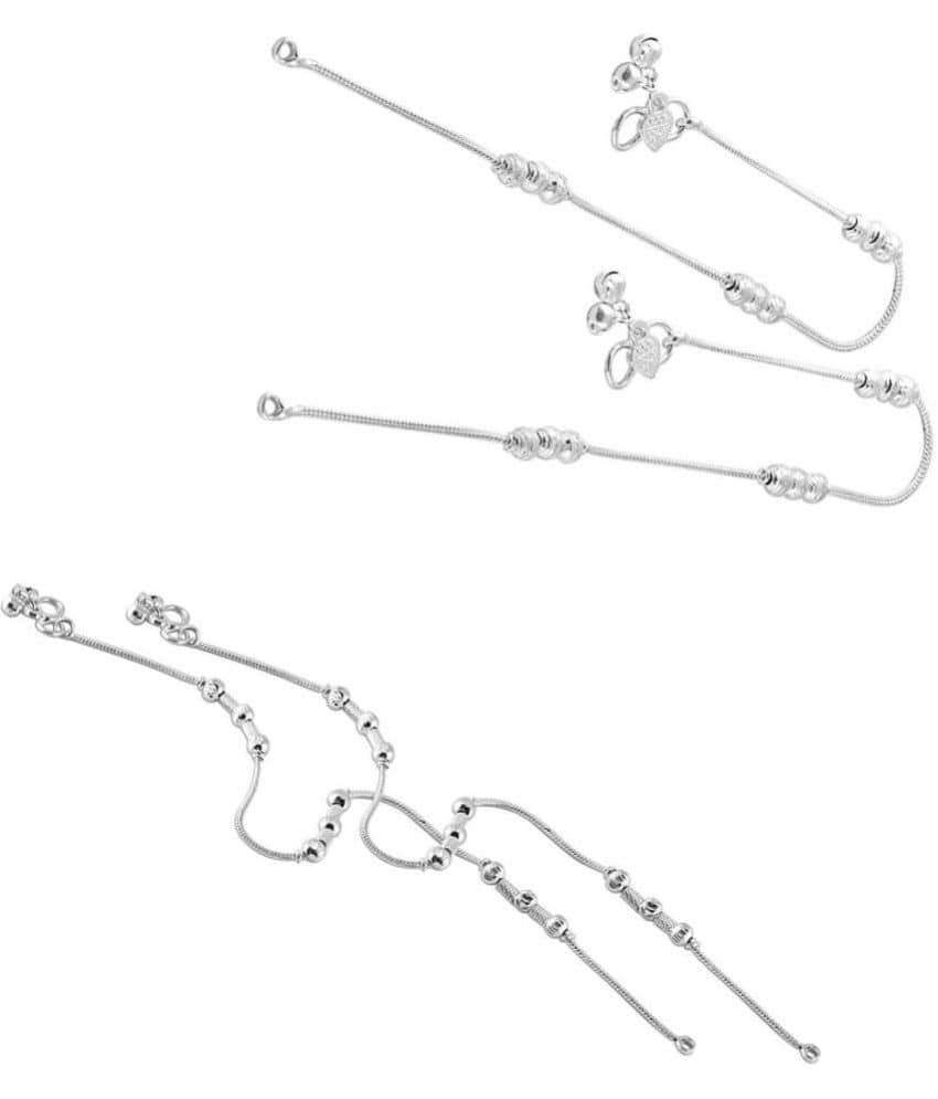 HEER COLLECTION - Silver Anklets ( Pack of 2 ) - Anklets | Buy online on ZillyBuy