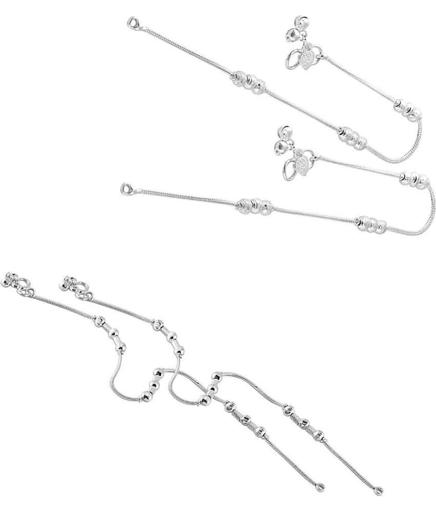 HEER COLLECTION - Silver Anklets ( Pack of 2 ) - Anklets | Buy online on ZillyBuy