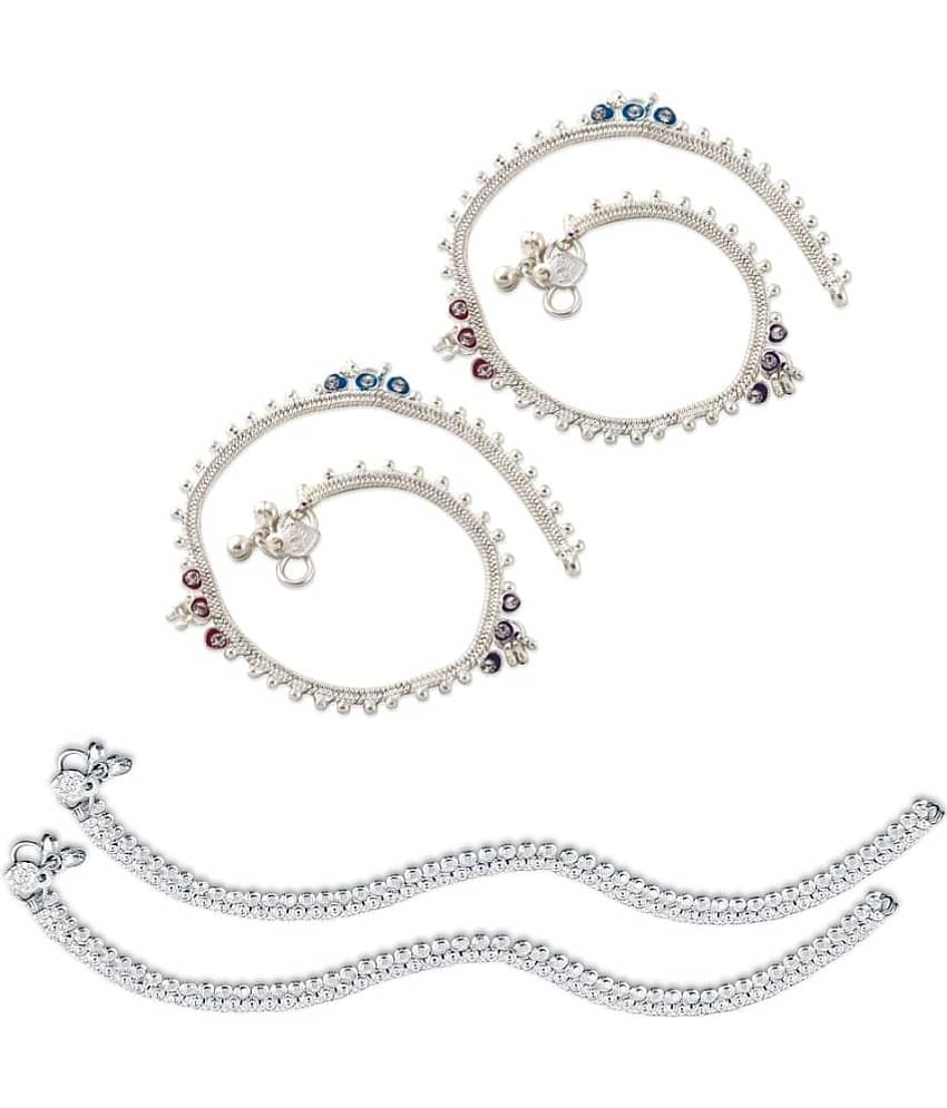 HEER COLLECTION - Silver Anklets ( Pack of 2 ) - Anklets | Buy online on ZillyBuy