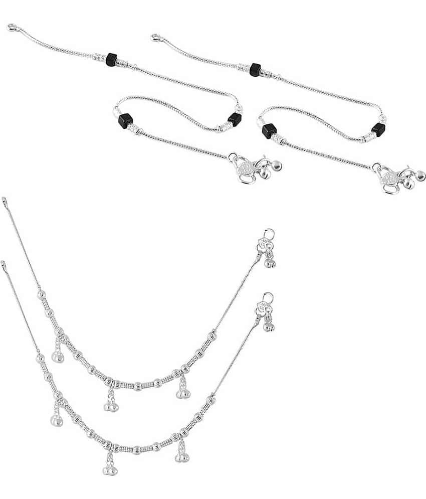 HEER COLLECTION - Silver Anklets ( Pack of 2 ) - Anklets | Buy online on ZillyBuy