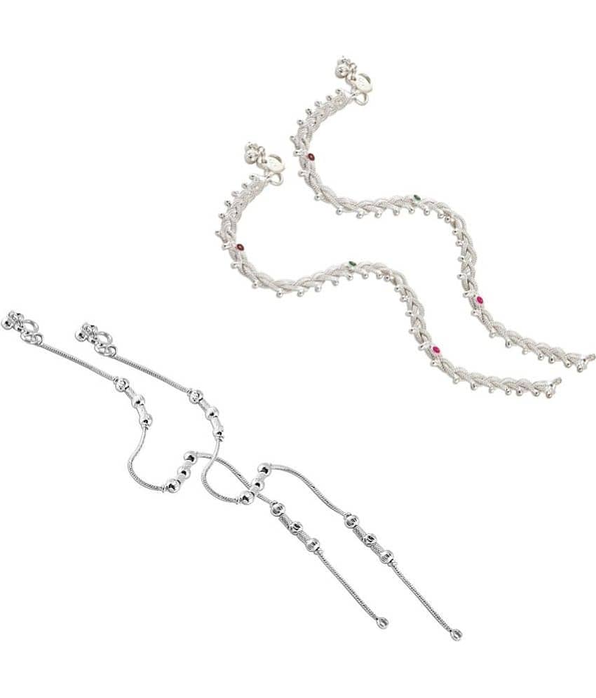 HEER COLLECTION - Silver Anklets ( Pack of 2 ) - Anklets | Buy online on ZillyBuy