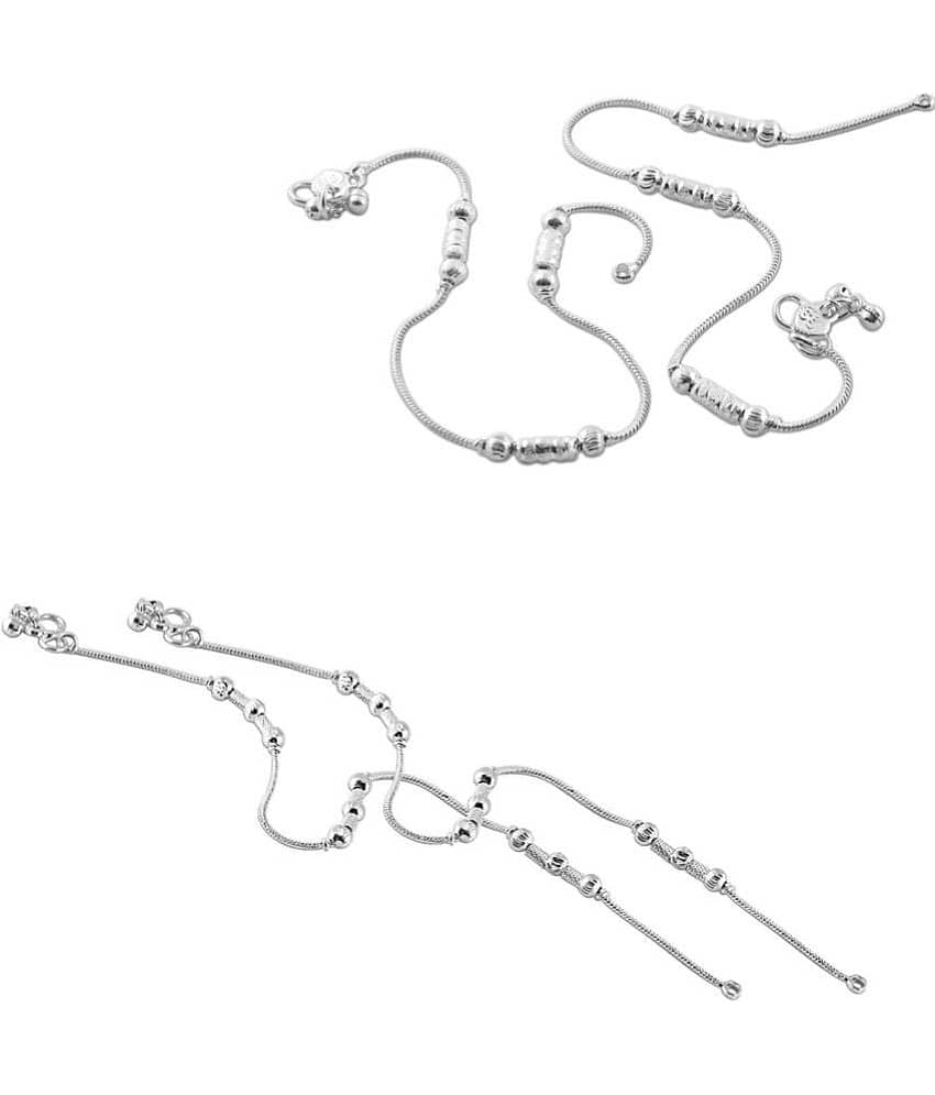 HEER COLLECTION - Silver Anklets ( Pack of 2 ) - Anklets | Buy online on ZillyBuy