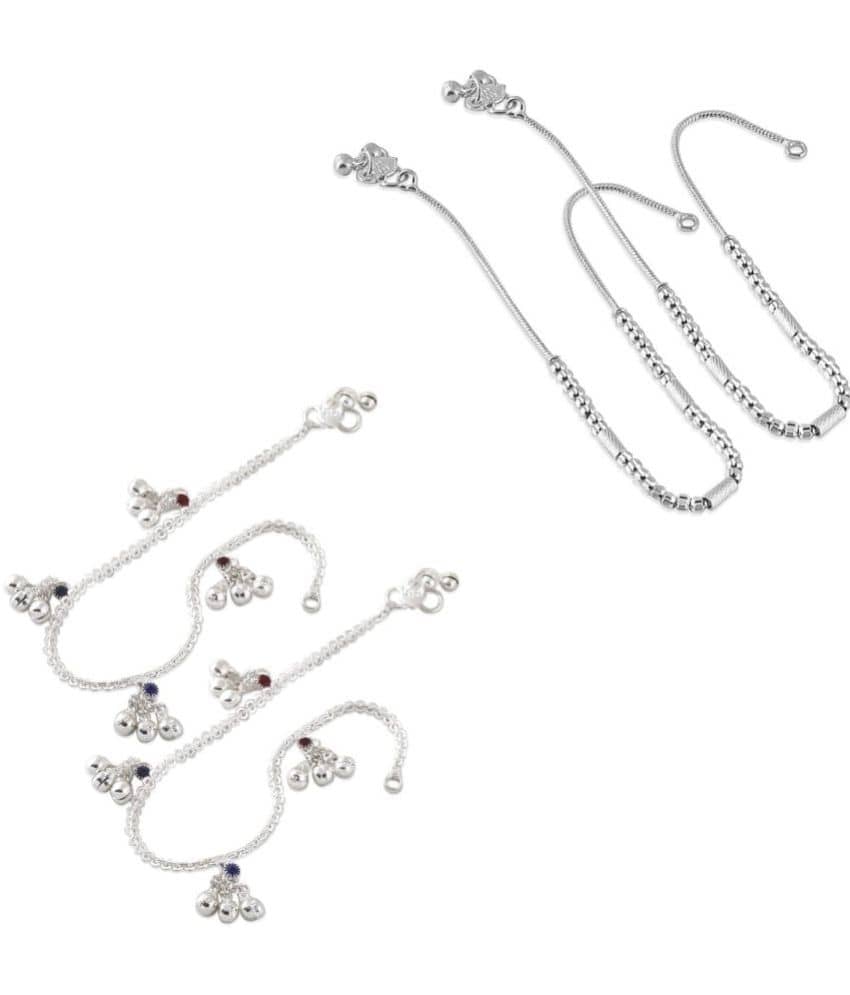 HEER COLLECTION - Silver Anklets ( Pack of 2 ) - Anklets | Buy online on ZillyBuy