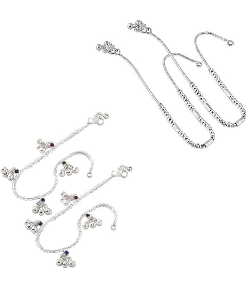 HEER COLLECTION - Silver Anklets ( Pack of 2 ) - Anklets | Buy online on ZillyBuy