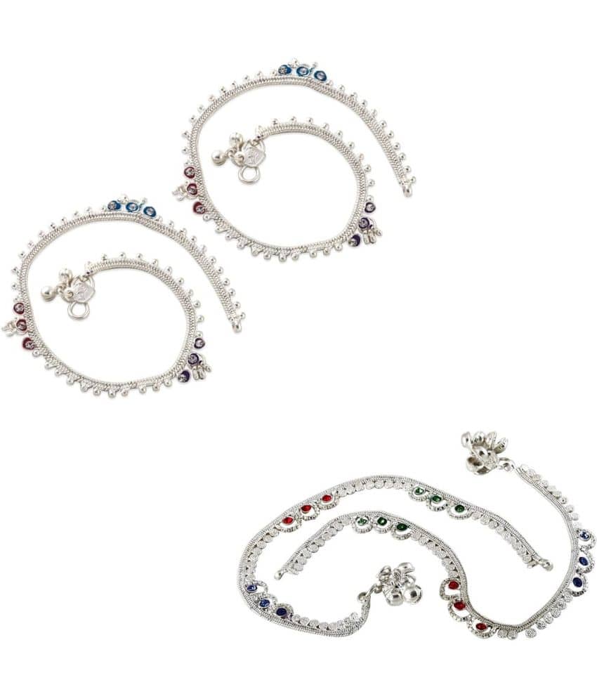 HEER COLLECTION - Silver Anklets ( Pack of 2 ) - Anklets | Buy online on ZillyBuy