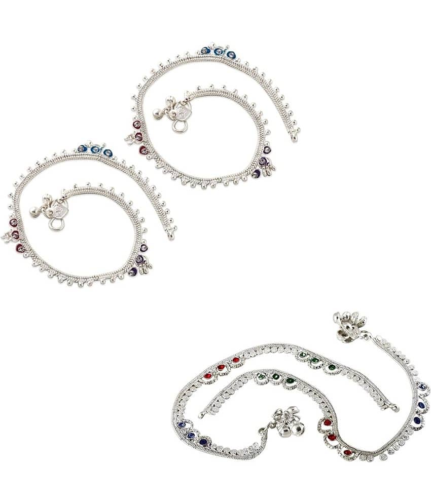 HEER COLLECTION - Silver Anklets ( Pack of 2 ) - Anklets | Buy online on ZillyBuy