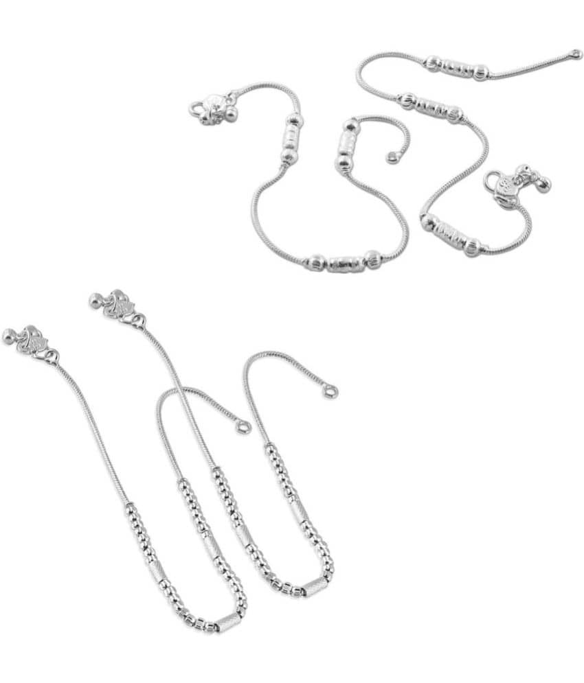 HEER COLLECTION - Silver Anklets ( Pack of 2 ) - Anklets | Buy online on ZillyBuy