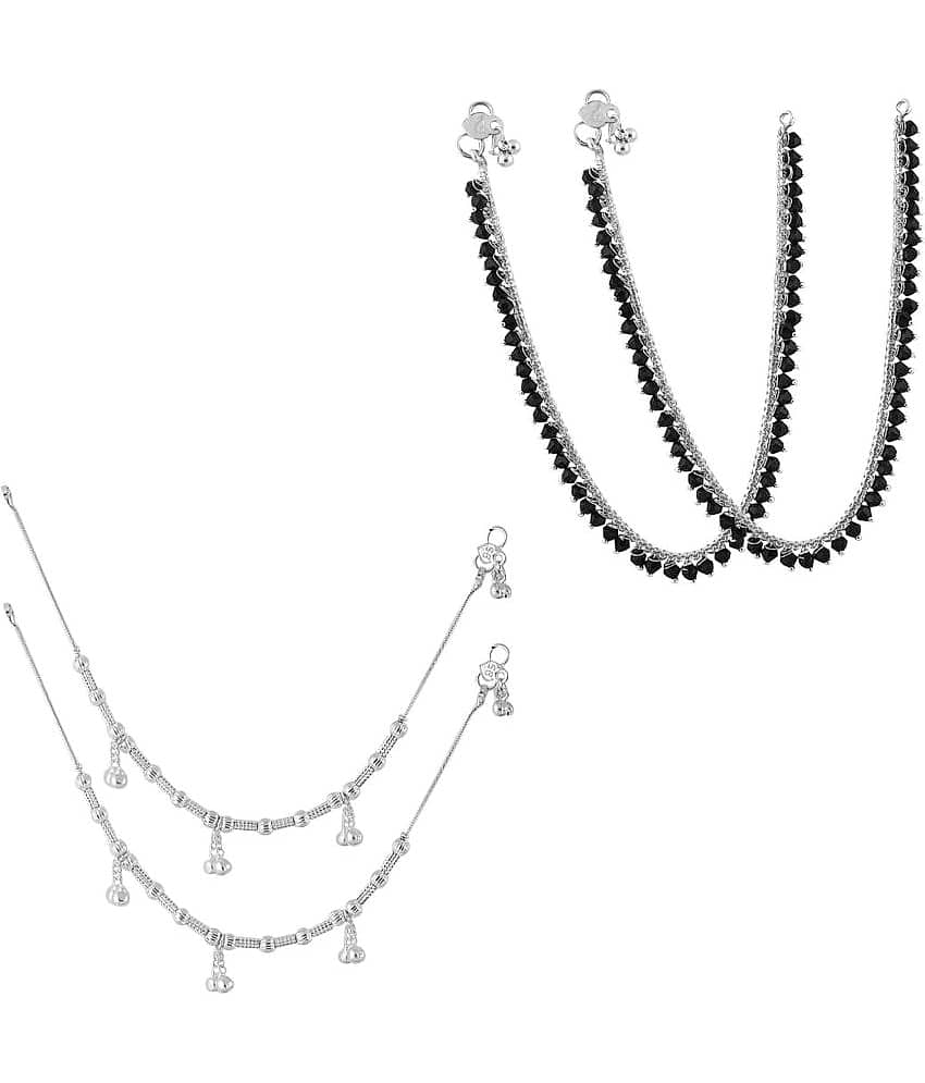 HEER COLLECTION - Silver Anklets ( Pack of 2 ) - Anklets | Buy online on ZillyBuy