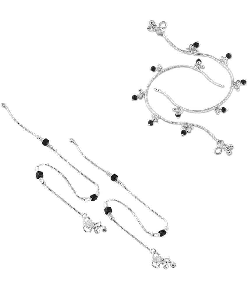 HEER COLLECTION - Silver Anklets ( Pack of 2 ) - Anklets | Buy online on ZillyBuy