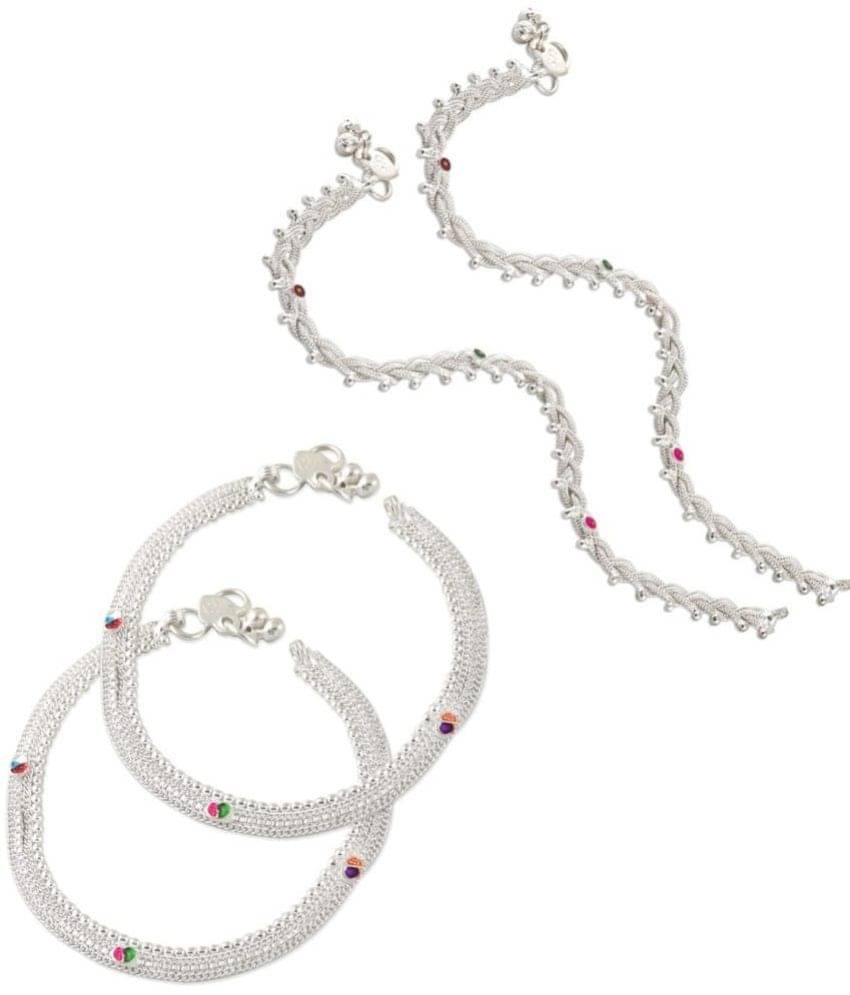 HEER COLLECTION - Silver Anklets ( Pack of 2 )     			HEER COLLECTION - Silver Anklets ( Pack of 2 )