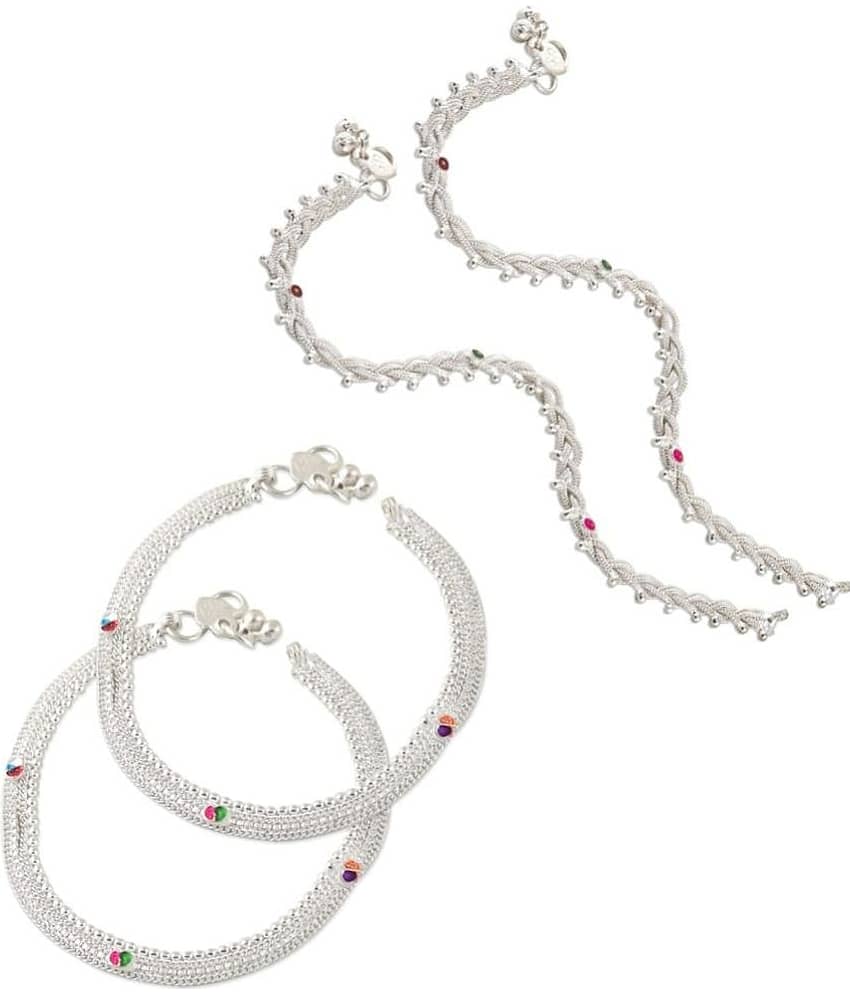 HEER COLLECTION - Silver Anklets ( Pack of 2 ) - Anklets | Buy online on ZillyBuy