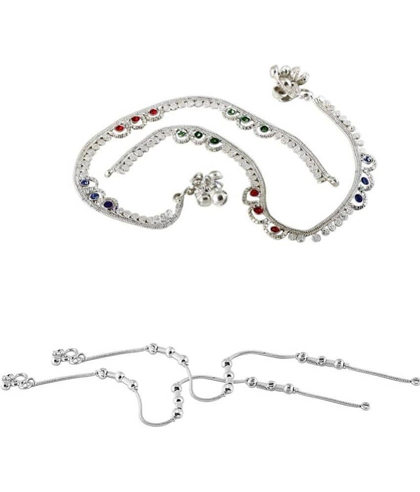 HEER COLLECTION - Silver Anklets ( Pack of 2 ) - Anklets | Buy online on ZillyBuy