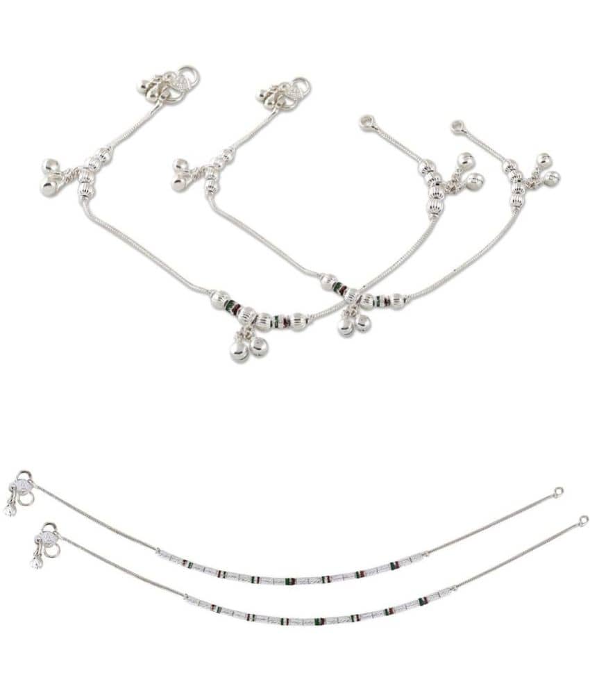 HEER COLLECTION - Silver Anklets ( Pack of 2 ) - Anklets | Buy online on ZillyBuy