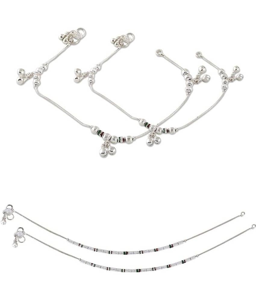 HEER COLLECTION - Silver Anklets ( Pack of 2 ) - Anklets | Buy online on ZillyBuy