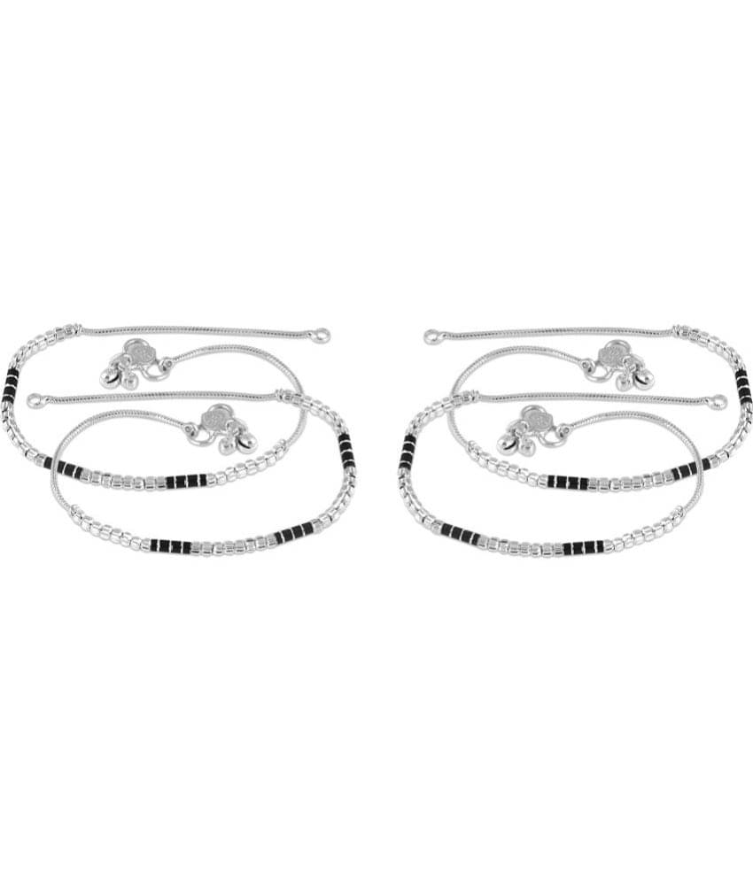 HEER COLLECTION - Silver Anklets ( Pack of 2 )     			HEER COLLECTION - Silver Anklets ( Pack of 2 )