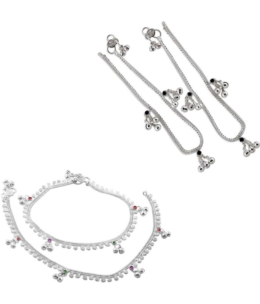 HEER COLLECTION - Silver Anklets ( Pack of 2 ) - Anklets | Buy online on ZillyBuy