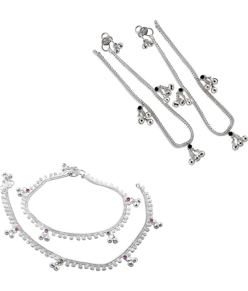 HEER COLLECTION - Silver Anklets ( Pack of 2 ) - Anklets | Buy online on ZillyBuy