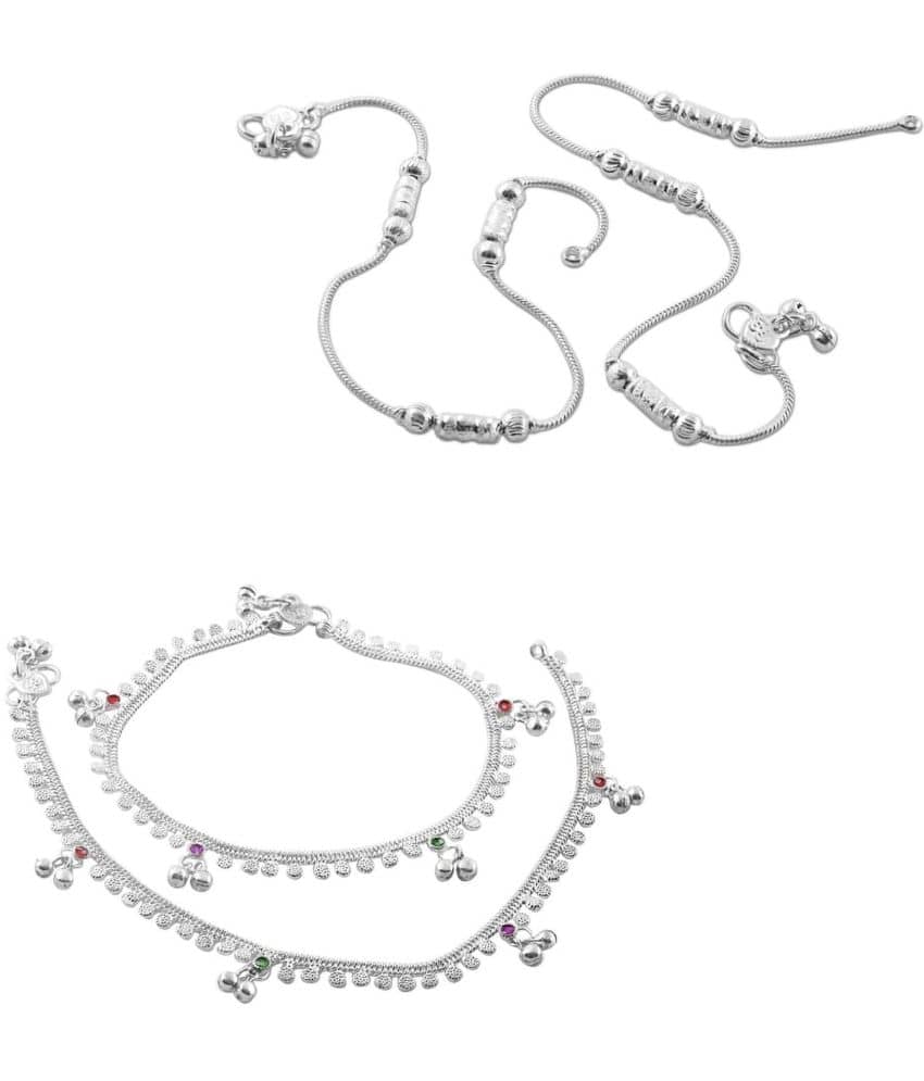 HEER COLLECTION - Silver Anklets ( Pack of 2 ) - Anklets | Buy online on ZillyBuy