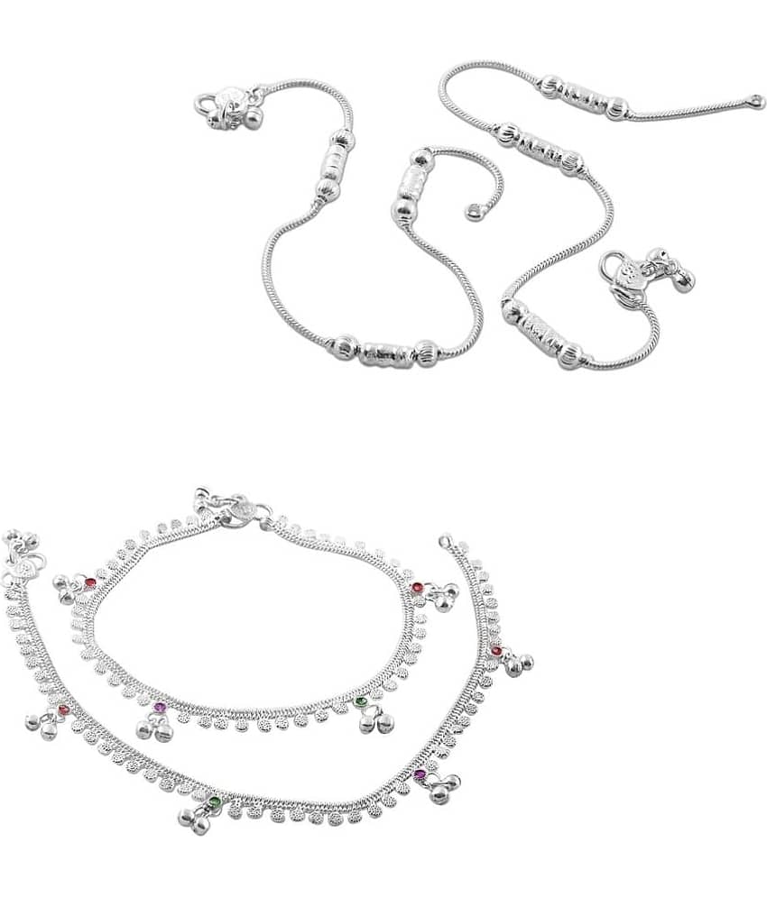 HEER COLLECTION - Silver Anklets ( Pack of 2 ) - Anklets | Buy online on ZillyBuy