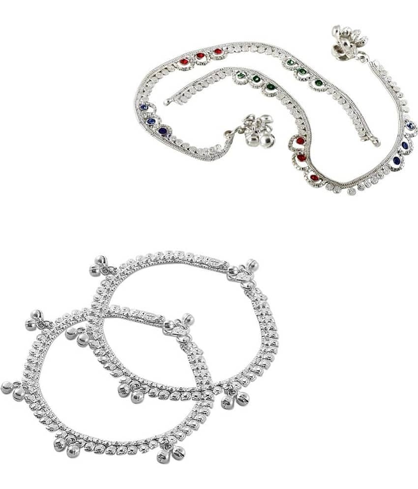 HEER COLLECTION - Silver Anklets ( Pack of 2 ) - Anklets | Buy online on ZillyBuy