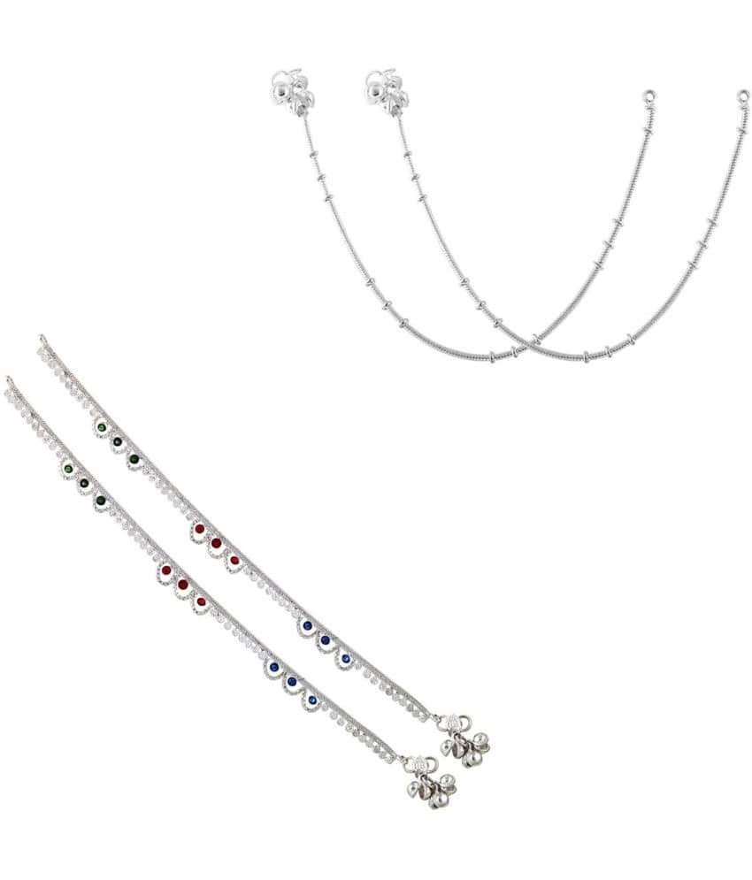 HEER COLLECTION - Silver Anklets ( Pack of 2 ) - Anklets | Buy online on ZillyBuy