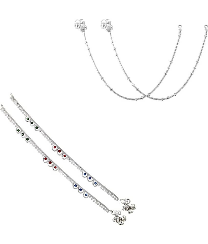 HEER COLLECTION - Silver Anklets ( Pack of 2 ) - Anklets | Buy online on ZillyBuy