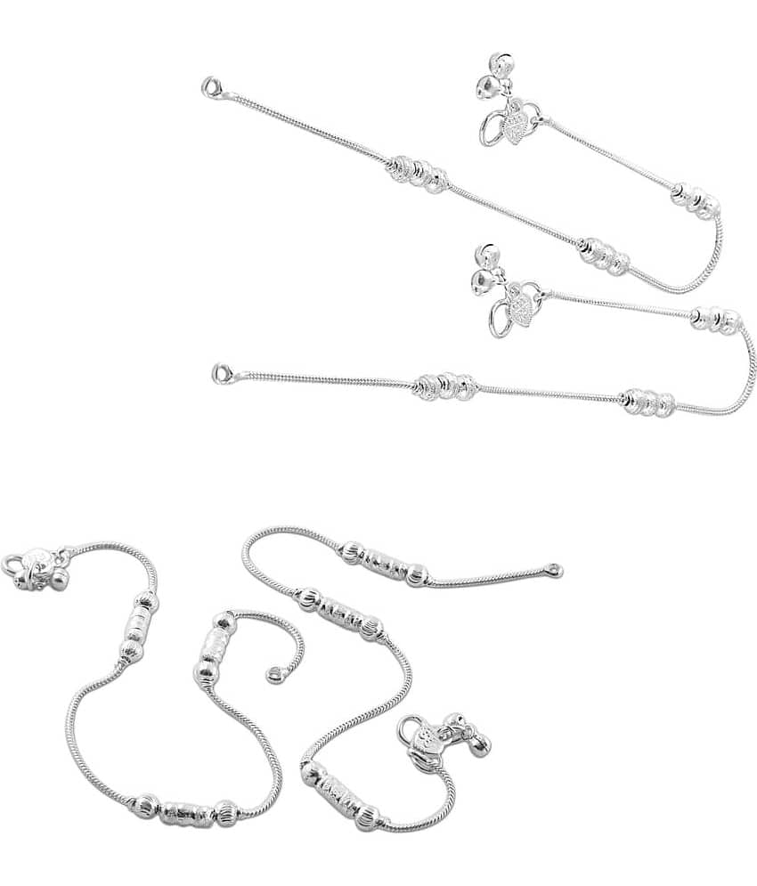 HEER COLLECTION - Silver Anklets ( Pack of 2 ) - Anklets | Buy online on ZillyBuy