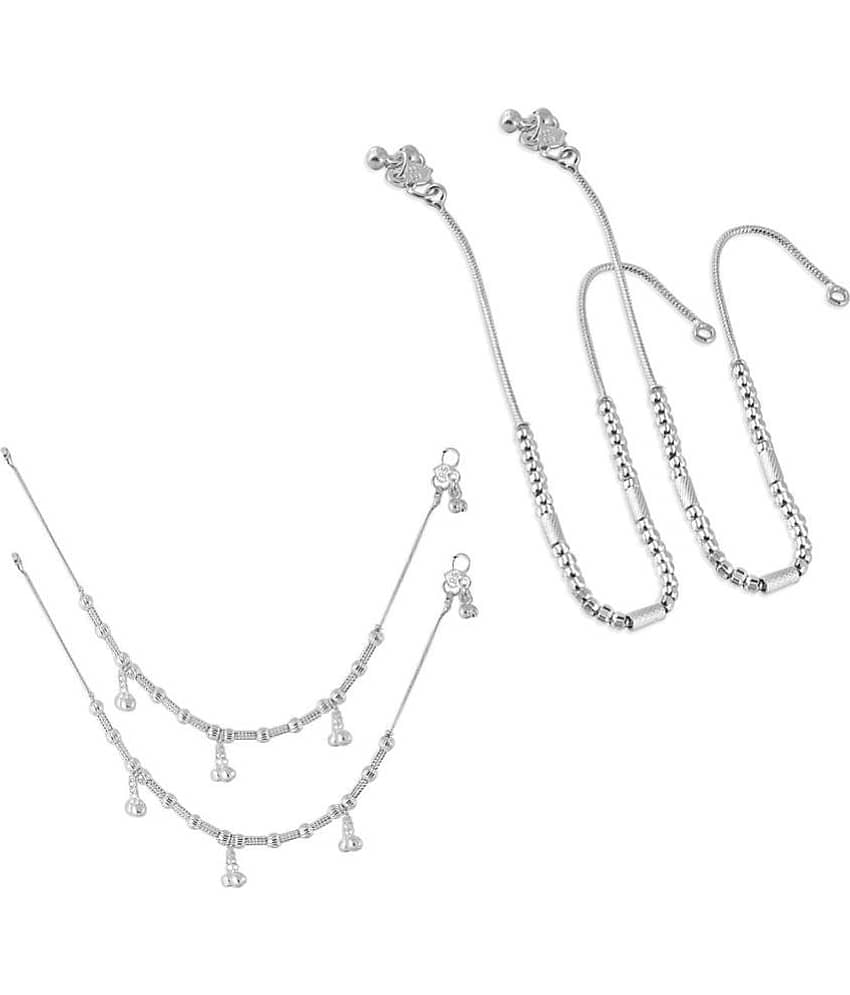 HEER COLLECTION - Silver Anklets ( Pack of 2 ) - Anklets | Buy online on ZillyBuy