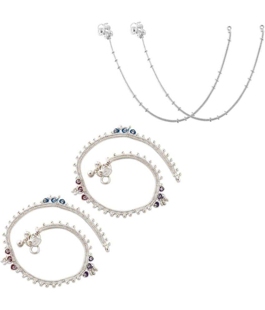 HEER COLLECTION - Silver Anklets ( Pack of 2 ) - Anklets | Buy online on ZillyBuy