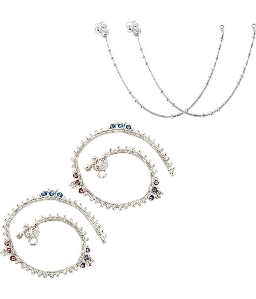 HEER COLLECTION - Silver Anklets ( Pack of 2 ) - Anklets | Buy online on ZillyBuy