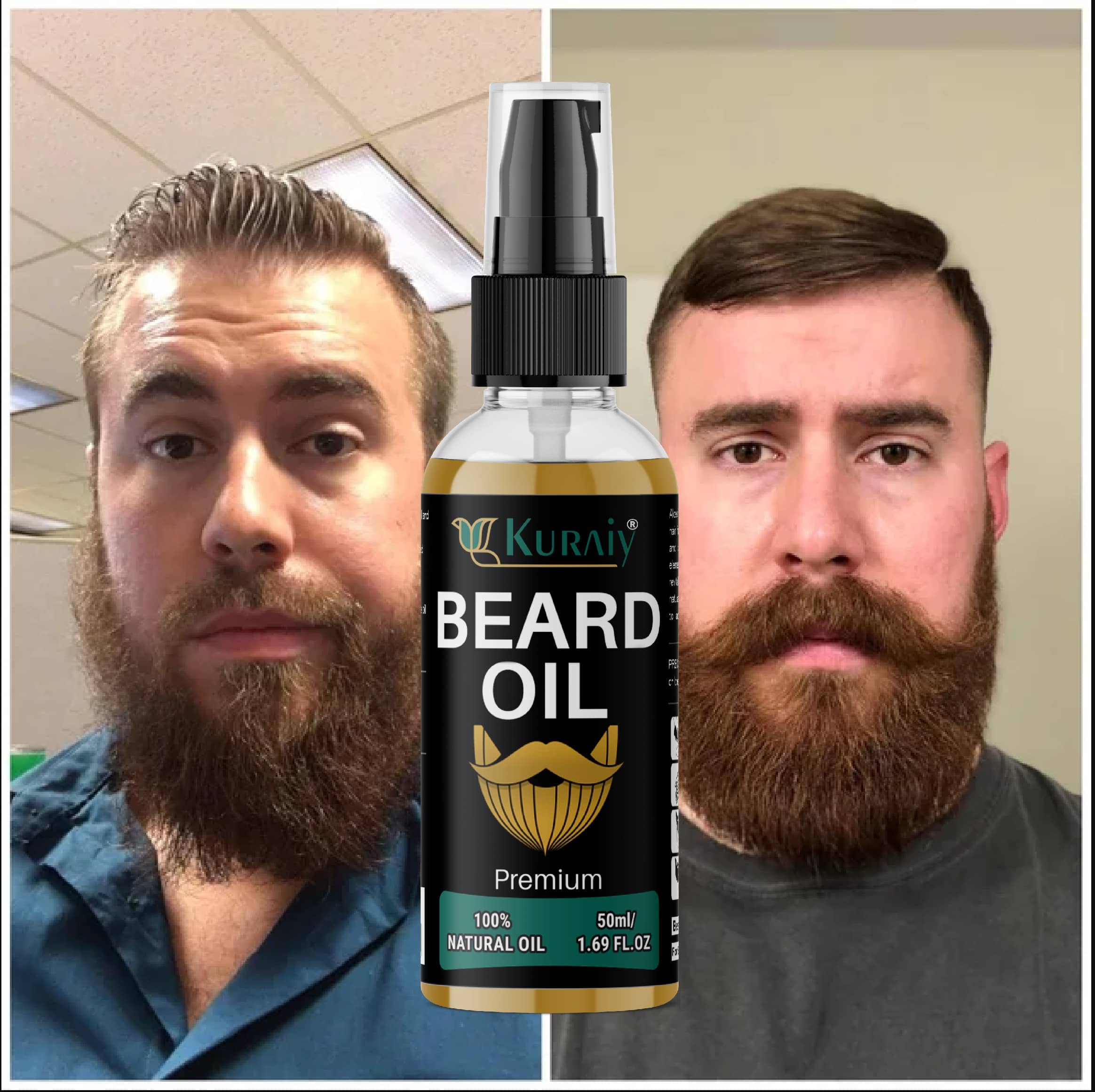 Kuraiy Pure Natural Beard Growth Essential Oil Natural Beard Growth Oil Hair Loss - Beard Care and Tools | Buy online on ZillyBuy