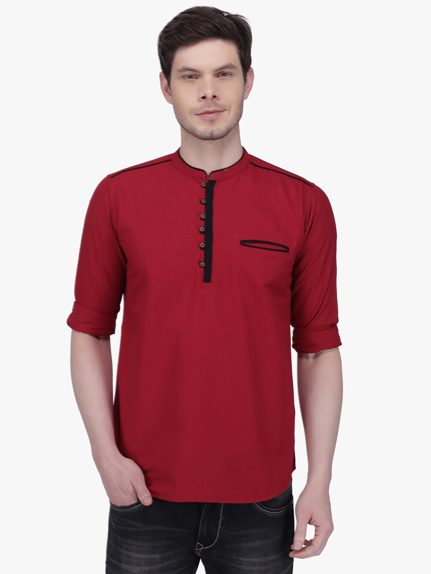Kuons Avenue - Maroon Linen Men's Regular Kurta ( Pack of 1 ) - Kurtas & Kurta Sets | Buy online on ZillyBuy
