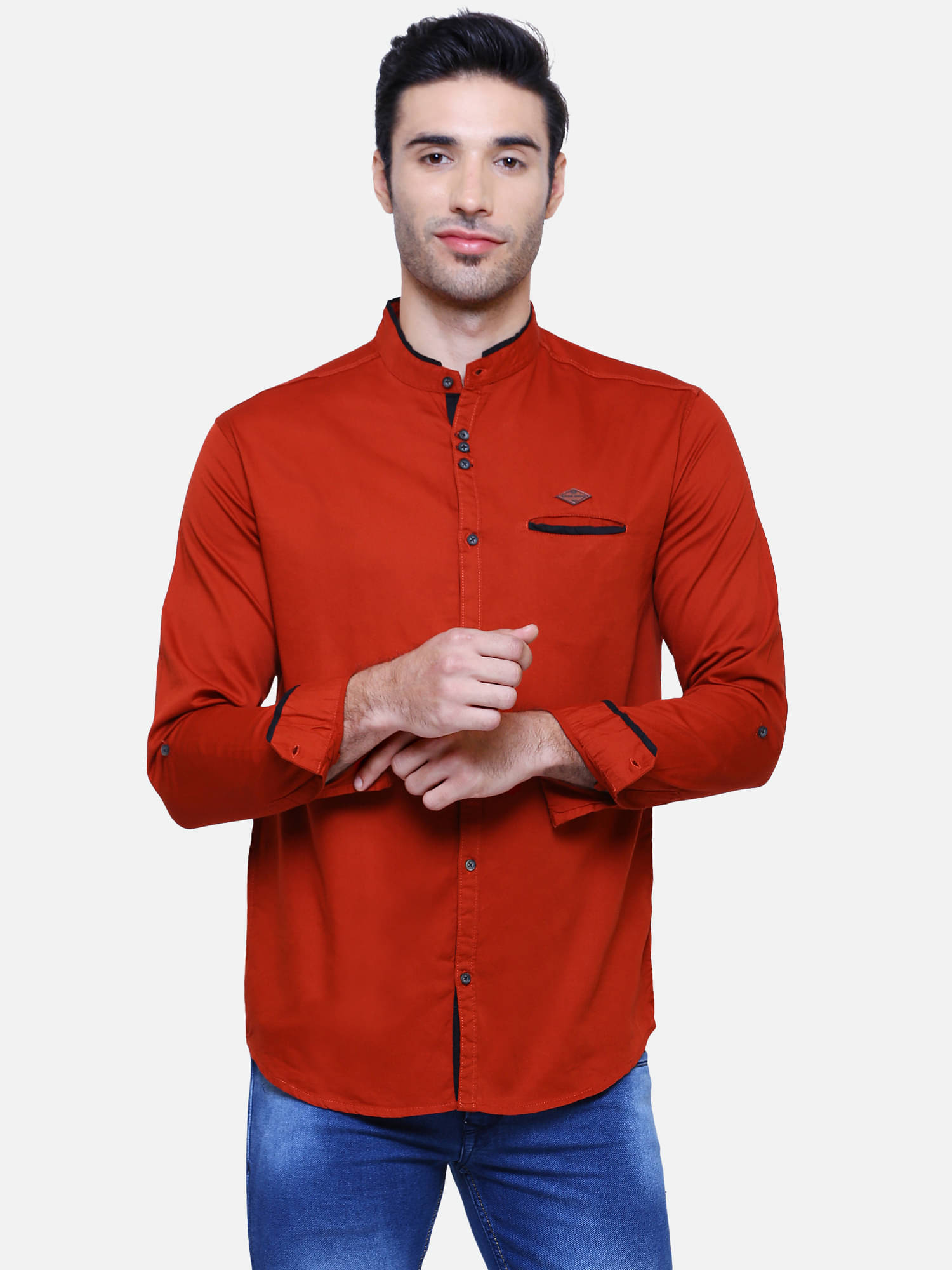     			Kuons Avenue - Orange Linen Slim Fit Men's Casual Shirt ( Pack of 1 )