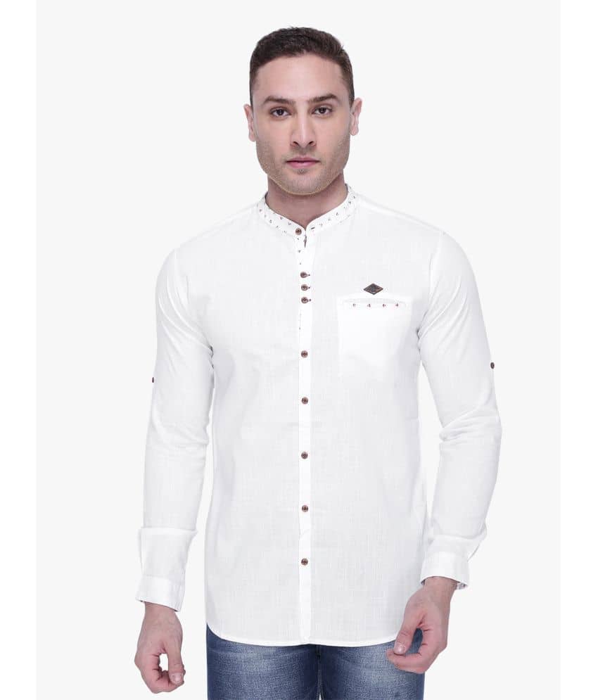 Kuons Avenue - White Linen Slim Fit Men's Casual Shirt ( Pack of 1 )