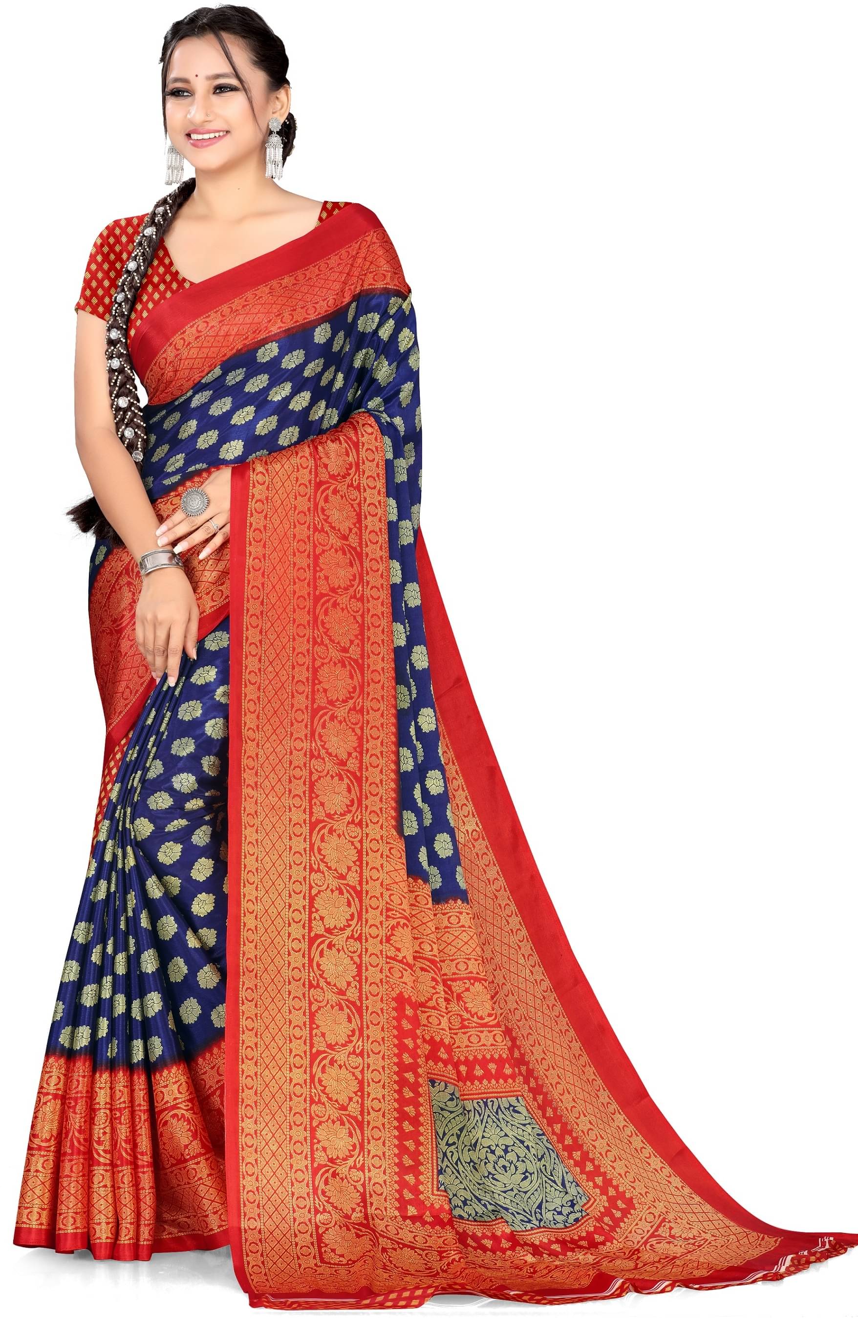     			LEELAVATI Crepe Printed Saree With Unstitched Blouse Piece ( Multicolor )